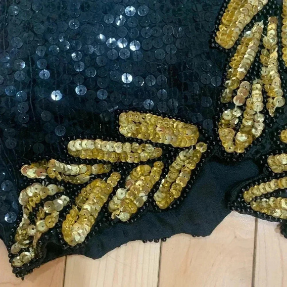 Vintage Sequin back and gold top size small jewel queen - Picture 4 of 9